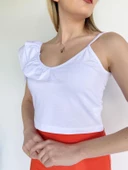 Kadın Omuz Detaylı Crop Beyaz thumbnail 5