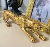 Leopar Eskitme Gold Dekoratif Biblo thumbnail 2
