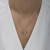Gümüş Rose Birleşmiş Kalpler Kadın Kolye thumbnail 6