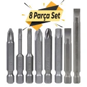 Klytek Matkap Bits Uç Vidalama Ucu Düz Yıldız Torx Uç (8 PARÇA) thumbnail 1