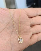 Baget Taşlı Pırlanta Model Gümüş Kolye thumbnail 3