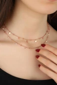 Sarkık Pullu Taşlı 2’li Gümüş Choker Kolye thumbnail 5