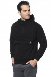 Erkek Kapüşonlu Kanguru Cepli Kot Sweatshirt thumbnail 2