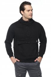 Erkek Kapüşonlu Kanguru Cepli Kot Sweatshirt thumbnail 6