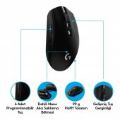 Logitech G305 Siyah LightSpeed Kablosuz Gaming Oyuncu Mouse thumbnail 5