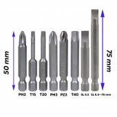 Matkap Bits Uç Vidalama Ucu Düz Yıldız Torx Uç (8 PARÇA) thumbnail 2