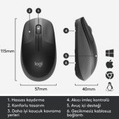 Logitech M190 Kablosuz Charcoal Mouse 910-005905 thumbnail 4