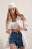 Kadın Oversize Gömlek Beyaz thumbnail 3