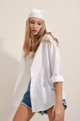Kadın Oversize Gömlek Beyaz thumbnail 5