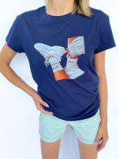 Kadın Baskılı Basic Lacivert Tshirt thumbnail 2