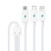 Ttec Trio Şarj Kablosu Type-C,Lightning,Micro USB  120cm Beyaz - 2DK7521 thumbnail 2