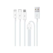 Ttec Trio Şarj Kablosu Type-C,Lightning,Micro USB  120cm Beyaz - 2DK7521 thumbnail 1