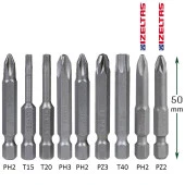 (9 PARÇA) Matkap Bits Uç Vidalama Ucu Düz Yıldız Torx Uç thumbnail 2