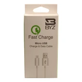 BYZ Fast Charge Micro Usb Data ve Şarj Kablosu - Beyaz thumbnail 4