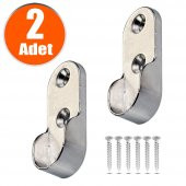 (2 ADET) Askı Flanşı Krom Oval Dolap Elbise Askı Aparatı thumbnail 2