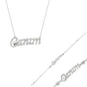 Gümüş Canım Yazılı Kalp Bayan Set thumbnail 1