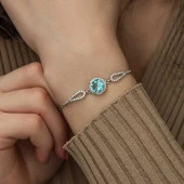 Gümüş Aquamarine Bayan Bileklik thumbnail 3
