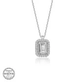 Swarovski Taşlı Gümüş Baget Bayan Kolye thumbnail 2