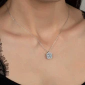 Swarovski Taşlı Gümüş  Baget Tektaş Bayan Kolye thumbnail 1