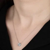 Swarovski Taşlı Gümüş Çember Tektaş Bayan Kolye thumbnail 1