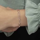 Gümüş Rose Oval Taşlı Bayan Bileklik thumbnail 3