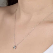 Swarovski Taşlı Gümüş Tektaş Bayan Kolye thumbnail 1