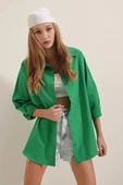 Kadın Oversize Gömlek Yeşil thumbnail 3