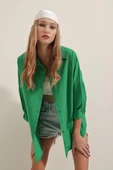 Kadın Oversize Gömlek Yeşil thumbnail 5