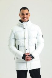 Erkek Regular Fit Fermuarlı Kendinden Eldivenli Rüzgar ve Su Geçirmez Peluş Yaka Kışlık Şişme Mont thumbnail 1