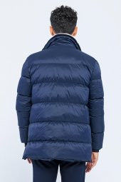 Erkek Regular Fit Fermuarlı Kendinden Eldivenli Rüzgar ve Su Geçirmez Peluş Yaka Kışlık Şişme Mont thumbnail 7