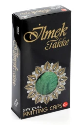 İlmek Dantel Örme Namaz Takkesi - Yeşil thumbnail 1