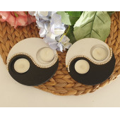 Ying Yang 2'li Ahşap Mumluk thumbnail 2