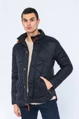 Erkek Slim Fit Dik Yaka Fermuarlı Düğmeli Cepli Kalın Kapitone Şişme Mont thumbnail 9