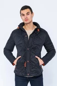 Erkek Slim Fit Dik Yaka Fermuarlı Düğmeli Cepli Kalın Kapitone Şişme Mont thumbnail 5