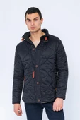 Erkek Slim Fit Dik Yaka Fermuarlı Düğmeli Cepli Kalın Kapitone Şişme Mont thumbnail 2