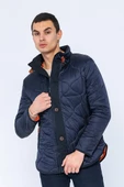 Erkek Slim Fit Dik Yaka Fermuarlı Düğmeli Cepli Kalın Kapitone Şişme Mont thumbnail 12
