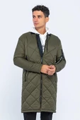 Erkek Regular Fit Kışlık Çok Cepli Çift Yön Fermuarlı Bomber Yaka Uzun Kapitone Şişme Mont thumbnail 5