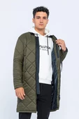 Erkek Regular Fit Kışlık Çok Cepli Çift Yön Fermuarlı Bomber Yaka Uzun Kapitone Şişme Mont thumbnail 4