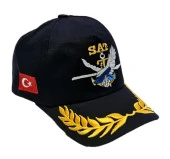 SAT ŞAPKA SİYAH DEFNE DALI İŞLEMELİ thumbnail 1