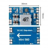 Mini560 12V 4A Voltaj Düşürücü Modül Güç Kaynağı 18V Step Down thumbnail 6