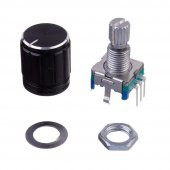 EC11 Rotary Encoder + Pot Başlığı Butonlu 20 Adım Pulse 360 Derece thumbnail 2