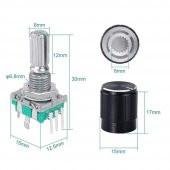 EC11 Rotary Encoder + Pot Başlığı Butonlu 20 Adım Pulse 360 Derece thumbnail 5