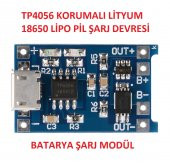 TP4056 Korumalı Lityum Pil Şarj Devresi Micro Usb Batarya thumbnail 8