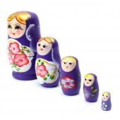 Ahşap Matruşka Bebek Beşli Set Mor thumbnail 2