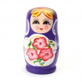 Ahşap Matruşka Bebek Beşli Set Mor thumbnail 4