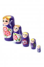 Ahşap Matruşka Bebek Beşli Set Mor thumbnail 7