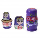 Ahşap Matruşka Bebek Beşli Set Mor thumbnail 5