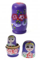 Ahşap Matruşka Bebek Beşli Set Mor thumbnail 10