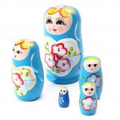 Ahşap Matruşka Bebek Beşli Set Mavi thumbnail 2