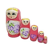 Ahşap Matruşka Bebek Beşli Set Pembe thumbnail 5